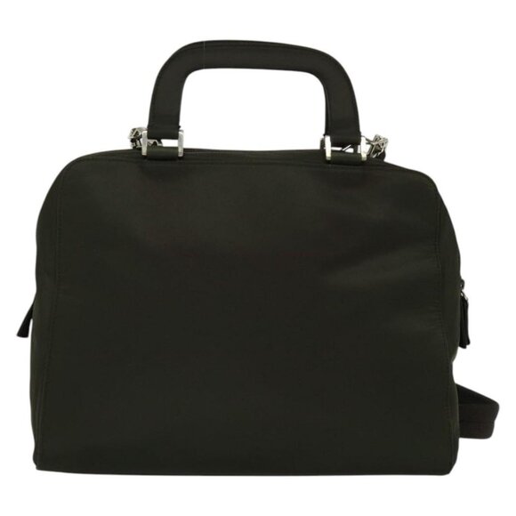 PRADA Hand Bag Nylon 2way Khaki Silver Auth BA4485 - Picture 2 of 16